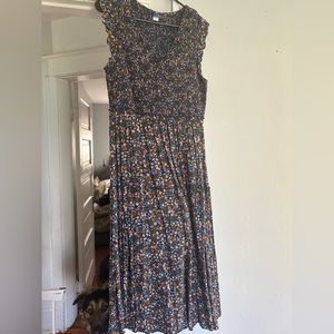 Navy blue floral maxi dress
